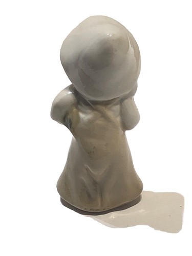 Antique German Hand Painted Porcelain Little Girl Holding Fish 3 1/2” Figurine - Picture 5 of 7