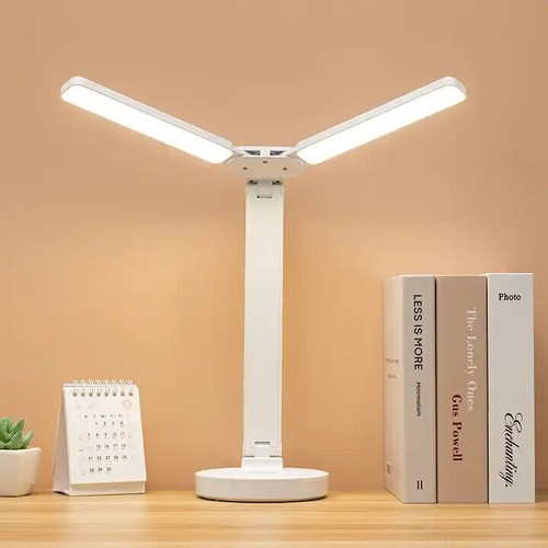 Schreibtischlampe LED Doppelkopf Tischlampe Leselampe Büroleuchte Dimmbar USB - Bild 12 von 16