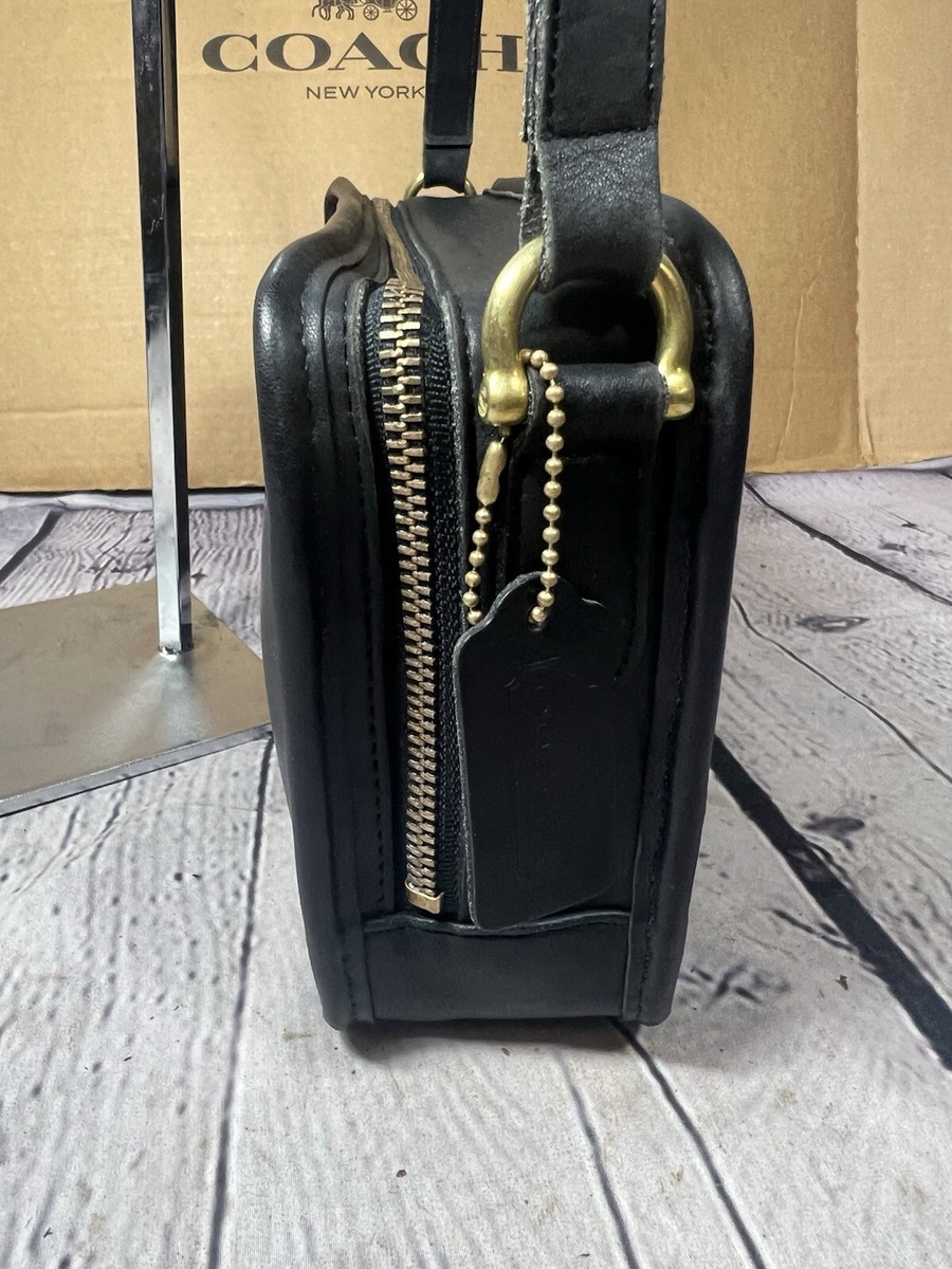 Vintage COACH 9974 Multi Compartment Zip Bag Black Leather