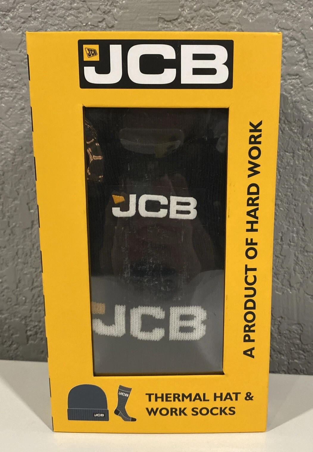 Bundle JCB Work Socks And Thermal Winter Hat Set Box -