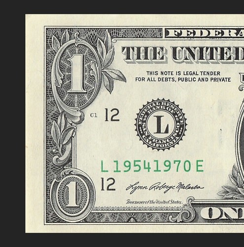 1954 1970 Tombstone Double Date Note Fancy Serial Number One Dollar Bill - Bild 4 von 11