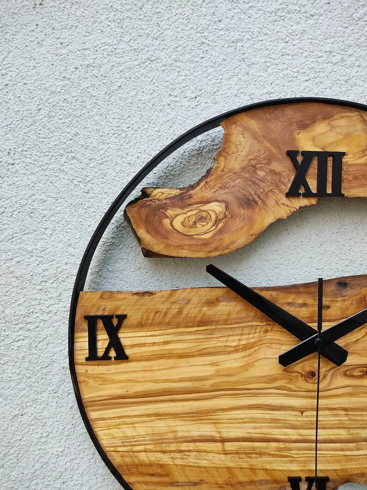 Reloj de Pared de Aspecto Vintage Madera Pulida Natural Hecho a Mano Hogar Decoración Regalo Foto 2 de 4