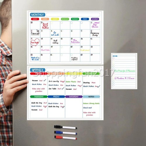 Magnetic Fridge Whiteboard Monthly Weekly Planner Erase Calendar Board + 6 Pens - Picture 10 of 11