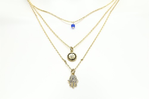 SEQUIN 'Color Karma' Triple Strand Pendant Necklace 142754 - Picture 2 of 3