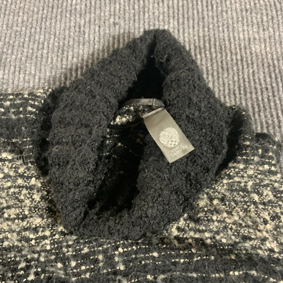 Poncho Suéter Vince Camuto Para Mujer Negro Rayas Talla Única Pullover Capucha Cuello Foto 3 de 4