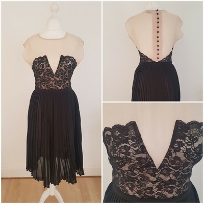 peach and black dress