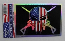 Skull Crossed Rifles 2nd Amendment Prismatic Sticker made in USA 4.25 x 3 inches