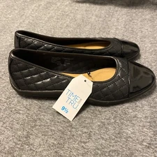 Time and Tru Women's Black Quilted Flats Size 9.5 Slip On