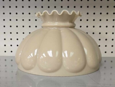 Vintage Stock 10'' Bristol Glass Shade, Melon Crimp top. Fits Aladdin, Rayo, +