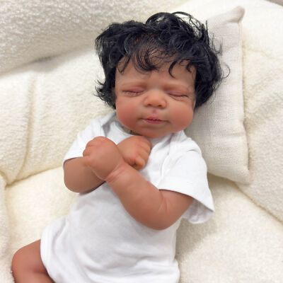 Black Boy Reborn Baby Dolls 18'' Toddler Realistic Vinyl Full Body Newborn Doll