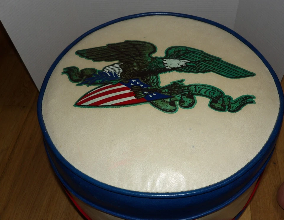 Vtg 1976 USA Bicentennial Drum/Eagle Footstool Patriotic Military Style 1776 - Image 3 of 4