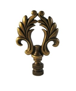 Highly detailed metal casting Lamp Finial-ORNAMENTAL LOOP-Aged Brass Finish