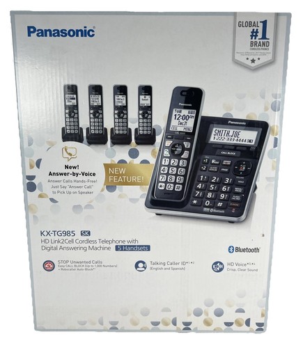 Panasonic Link2Cell KXTG985SK DECT 6.0 5-Handset Cordless Phone NIOB