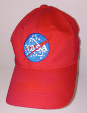NASA Baseball Hat Cap Red Adjustable Blue Embroidered Patch Space