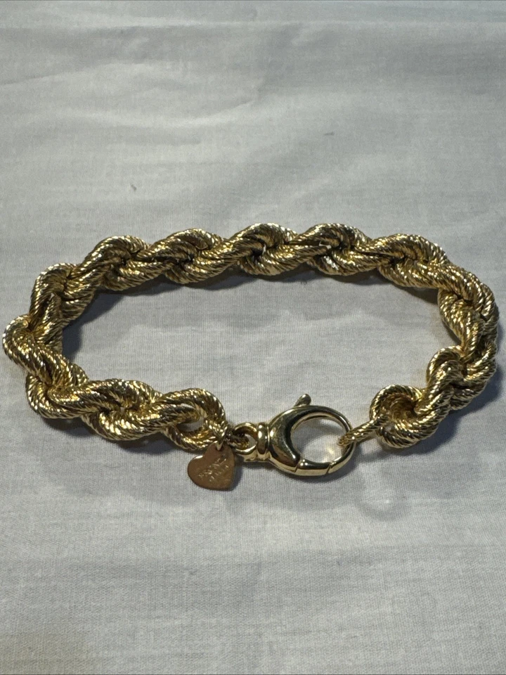 Brazalete Cuerda Retorcida Tono Oro Amarillo Vintage Bronzo Italia Milor Firmado Foto 2 de 4