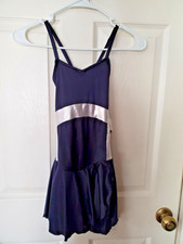 Custom navy blue / silver figure skating dress Costume Size adult small