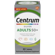 Centrum Silver Multivitamin For Adults 50 Plus 80 Tablets Gluten Free Non Gmo