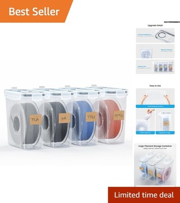 Durable Sealed Filament Containers - 4.0L Clear Boxes with Labels and Desiccants