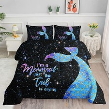 Mermaid Tail Comforter Set 3pcs 1 Comforter 2 Pillowcases for Boys Girls ...