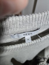 NEXT Fab Quality Grey Pullover, Mid Weight Contrast Knit Sleeves/Back UK M BNWOT
