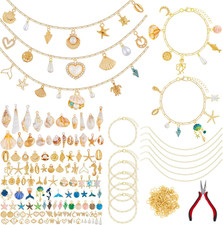 328 Pcs Gold Sea Ocean Beach Charms Pendants for Jewelry Making Kit Bulk for Wom