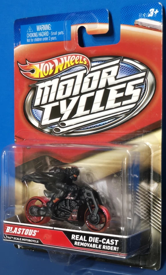 2012 HOT WHEELS Blastous Motorcycle with Rider Motorcycles Series Worn Card - Image 4 of 4