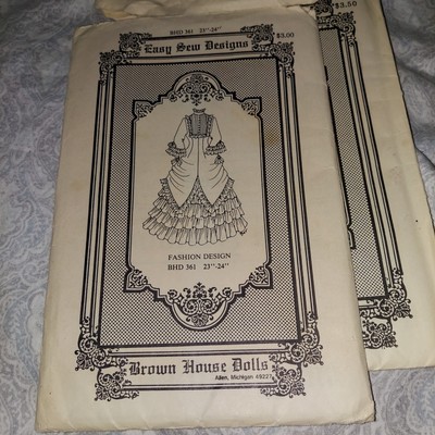 Vtg Brown House Dolls Pattern BHD 361/ 23''-24'' French Antique Dress NEW
