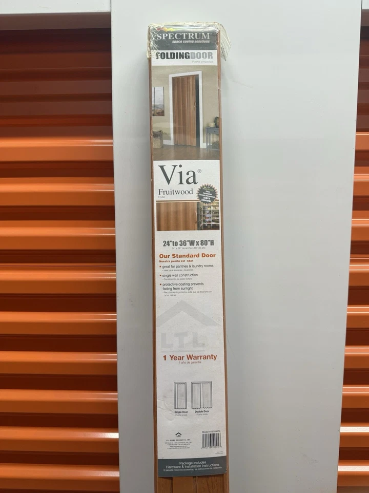 Via 36 英寸 X 80 英寸 橡木乙烯基手风琴门带五金件 — 第 3/3 张图片