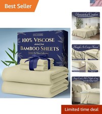Hypoallergenic King Size Bamboo Sheets 4-Piece Set - Luxuriously Soft Durable