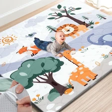 Premium Foam Baby Play Mat 71" x 59" – Removable & Machine Washable Cover, Ex...