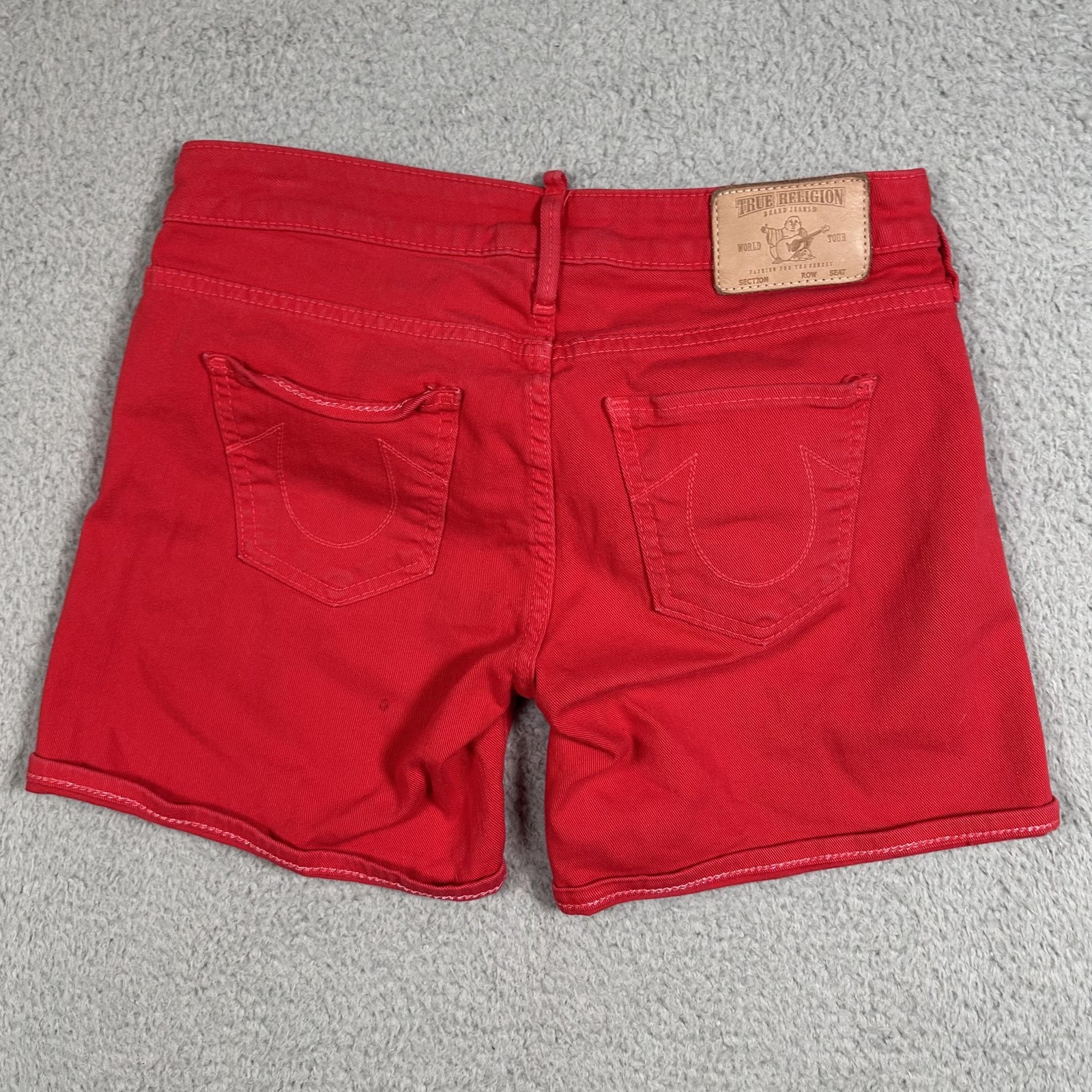True Religion Shorts Womens 26 Red Cassie Stretch Denim USA Low Rise thumbnail 8