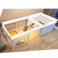 Dog Playpen Indoor with Door, DIY Puppy Play Pen Portable Metal WHITE middle  