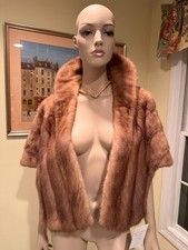 Honey Blonde Mink Real FUR STOLE EVENING WRAP SHOULDER Shawl SHRUG Cape Bridal 