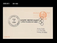 Sports,Olympics,US 1980 Postmark,Postal Card,PSC