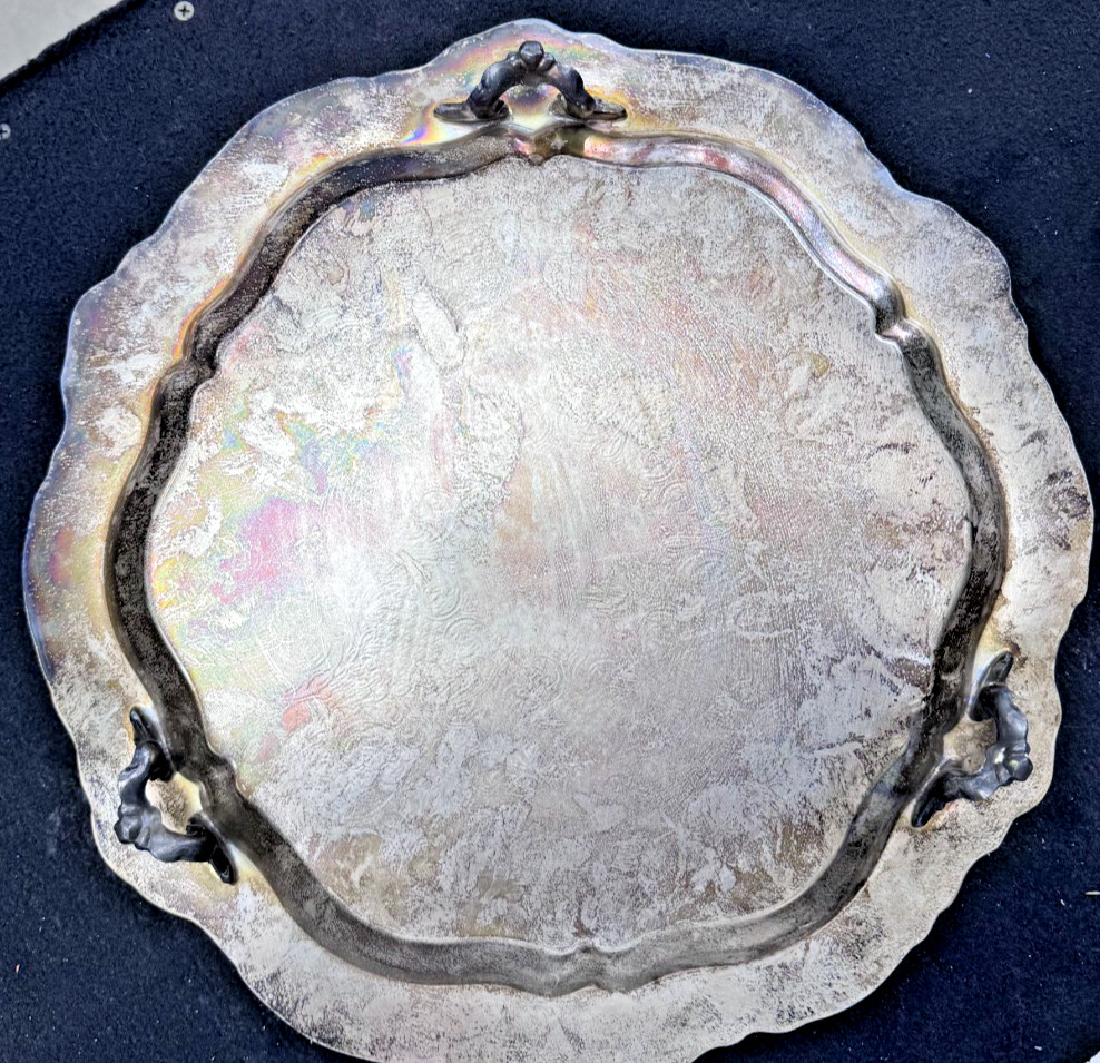 F. B. Rogers SILVER CO. Silver-plate, Platter TrayFlower Pattern,7734,UNPOLISHED