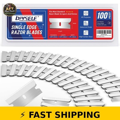 DIYSELF Single Edge Razor Blades - 100 High Carbon Steel Blades