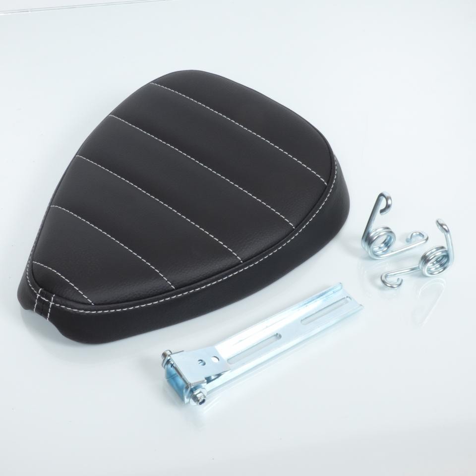 Selle pilote C.Racer noire pour moto Bobber avec coutures blanches