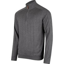 FootJoy Drop Needle Lined 1/4 Zip Golf Sweater Wool Blend Gray M 165 Preppy