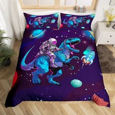 Outer Space Comforter Cover Astronaut Rocket Bedding Set Galaxy Cosmonaut Spa...