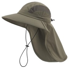 UPF 50 Sun Hats for Men Women Wide Brim Fishing Hat with Neck Flap UV Protec...