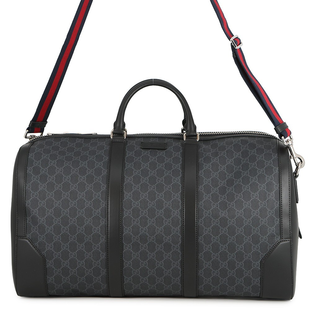 GUCCI GG Supreme Travel Bag GG Supreme/Leather Black/Gray 478323