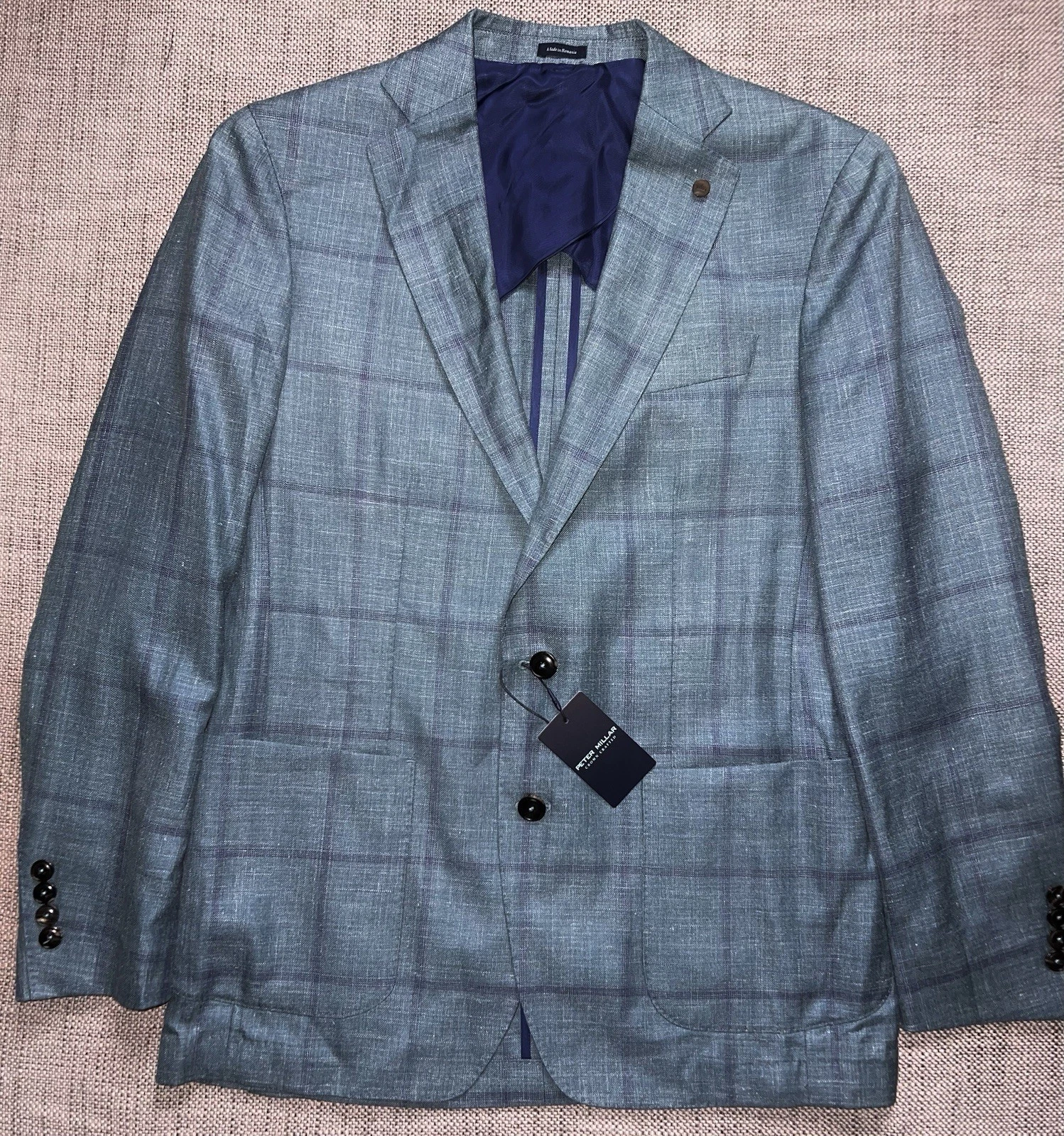 PETER MILLAR MENS VIRIDIAN CRESTON WINDOWPANE SPORT COAT SIZE 38 REG MS24XJ07
