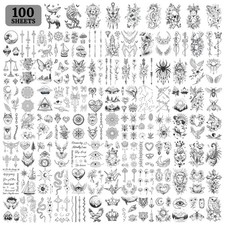 100 hojas de tatuajes temporales realistas para adultos