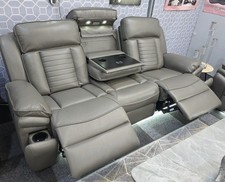 Sevilla 3 Seater Leather Electric Recliner Sofa- Grey