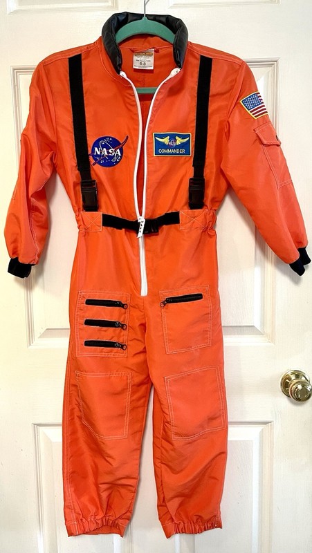 EUC Child’s Unisex 6-8 Orange NASA Spacesuit Astronaut Zip Up Space Halloween