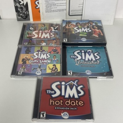 Lot of 5- The Sims, expansions: Living Large & Hot Date Etc. PC games Complete
