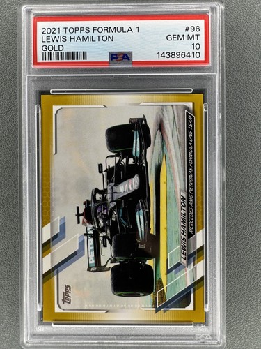 Lewis Hamilton F1 Gold 50/50 2021 Topps Formula 1 #96 PSA 10 GEM MT POP 2