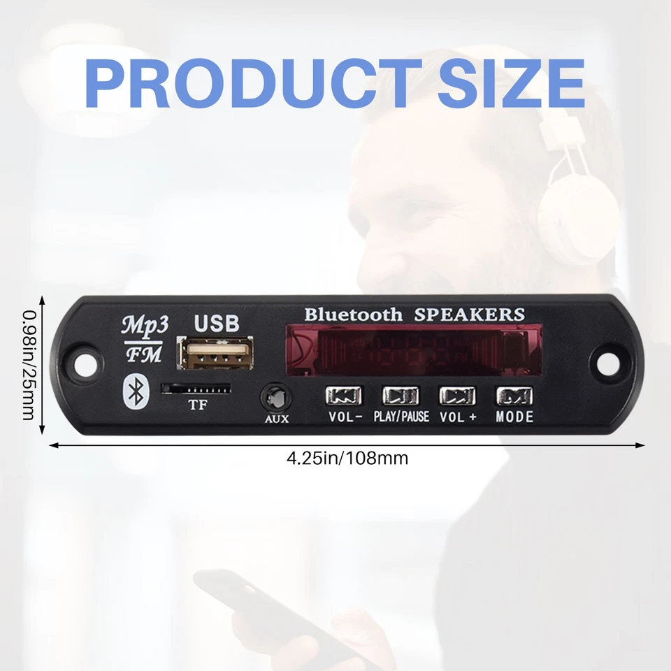 Bluetooth 5.0 MP3 Decoder Platine DC 5V 12V Auto FM Radio Modul Unterstützung TF2083 - Bild 4 von 4