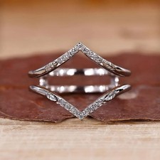 1,0 ct kreierter Diamant Wickelverstärker Hochzeit Stapel Band 14k Weißgold plattiert