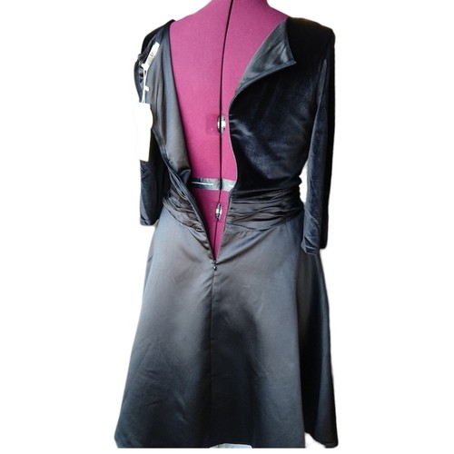 MoDa of New York Black Velvet & Satin Sweetheart Dress Large Retro Classic DessV - Picture 7 of 16
